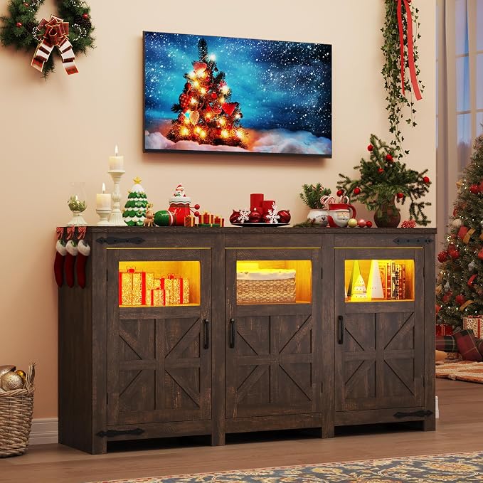 64" Large LED Farmhouse TV Stand - Image 3