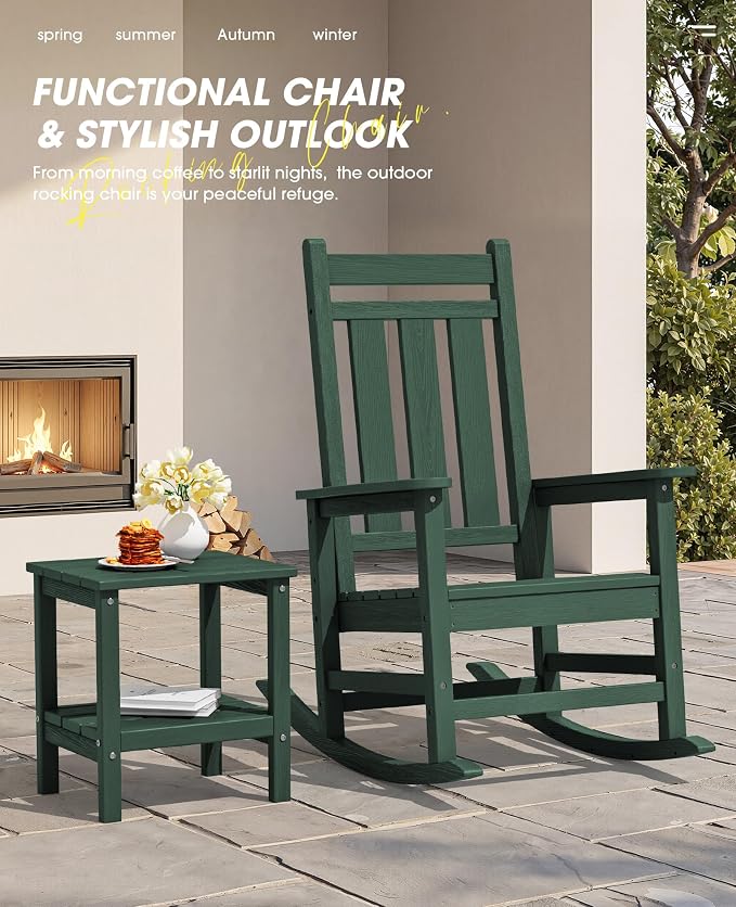 KINGYES Oversized Outdoor Rocking Chair, All-Weather Patio Rocking Chairs - Image 6