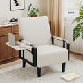 Andeworld Modern Beige Accent Chair, PU Leather Upholstered Armchair Side Chair by Andeworld
