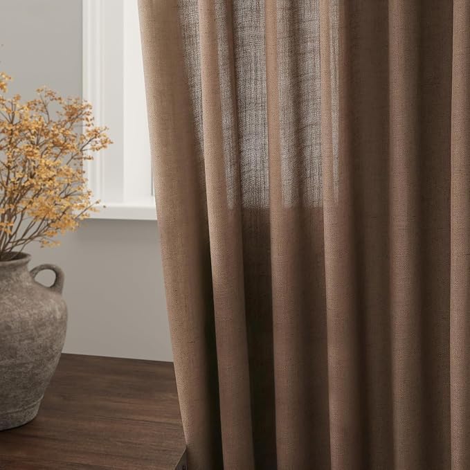 Nanspring Caramel Brown Linen Curtains - Image 9