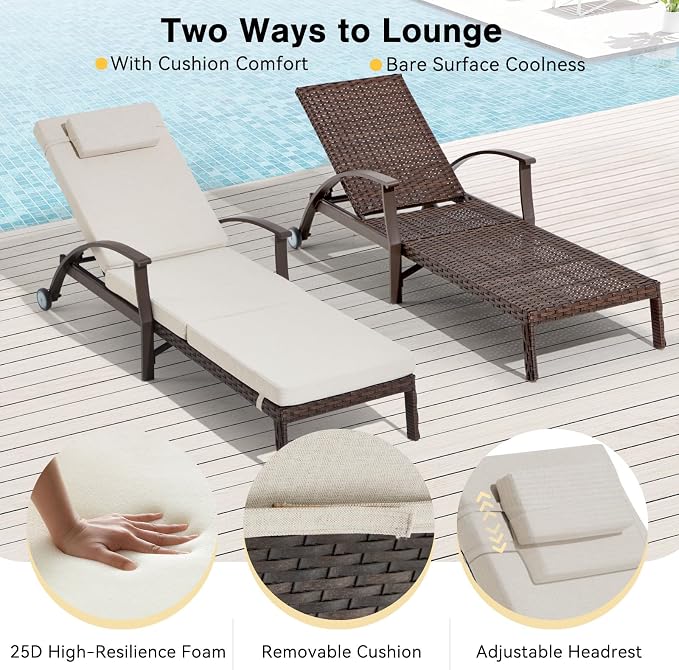 Outdoor Chaise Lounge Chairs Set of 2 - Image 8