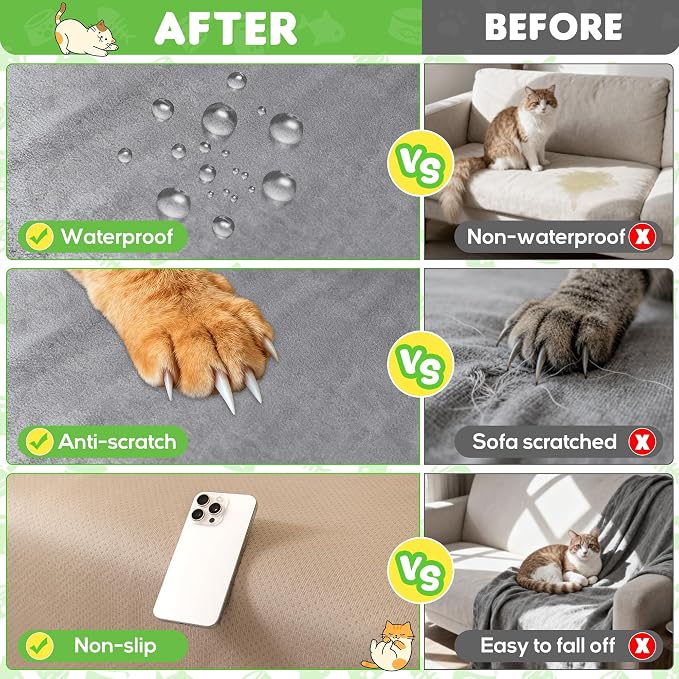 Loiion Velvet Sofa Cover, Ultra Soft Waterproof Non-Slip Couch Cover - Image 4