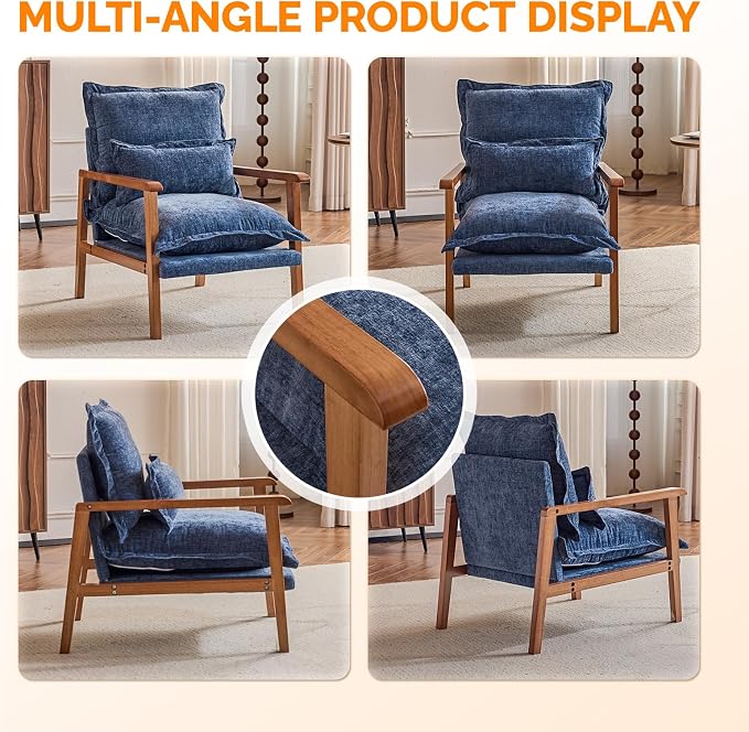 VINGLI Mid-Century Modern Cloud Accent Armchair - Image 3