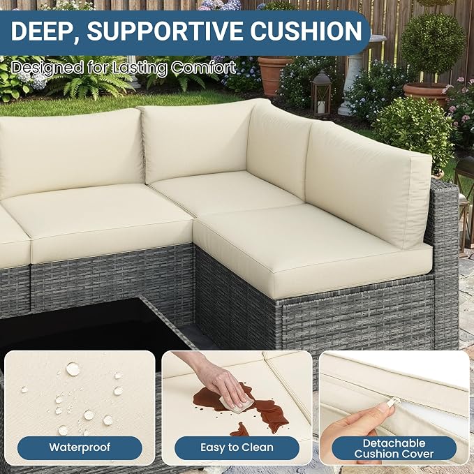 Wisteria Lane 7 Pieces Outdoor Patio Furniture Set, Wicker Outdoor Patio - Image 5
