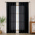 Chyhomenyc Black Semi Sheer Curtains 84 Inches Long 2 Panels Set, Light by Chyhomenyc