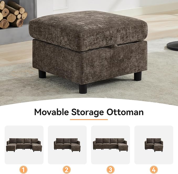 WUTUTUEE 107'' Modular Sectional Sofa Convertible U Shaped Sofa Couch Set - Image 7