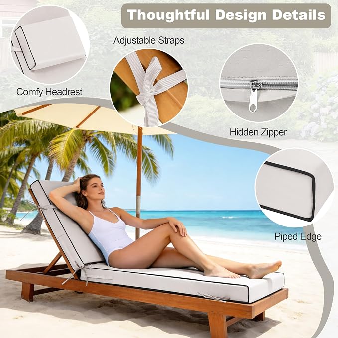 Chaise Lounge Cushions Outdoor 80x26x6 Inch, Fade Resistant 6'' Thicken Outdoor - Image 5