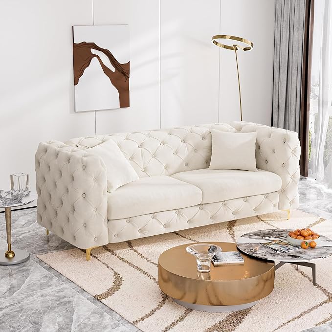 DAMAIFROM 75" Sofa Couch Mid Century Modern Velvet Couch Tufted Button Sofa - Image 5