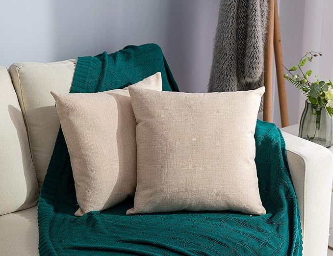 Stellhome Pack of 2 Burlap Throw Pillow Covers Farmhouse Linen Cushion Covers by Stellhome