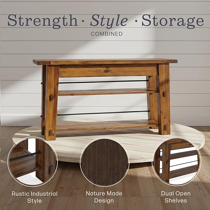 Durango 54-Inch Farmhouse-Industrial Style Wood Console Table - Image 4
