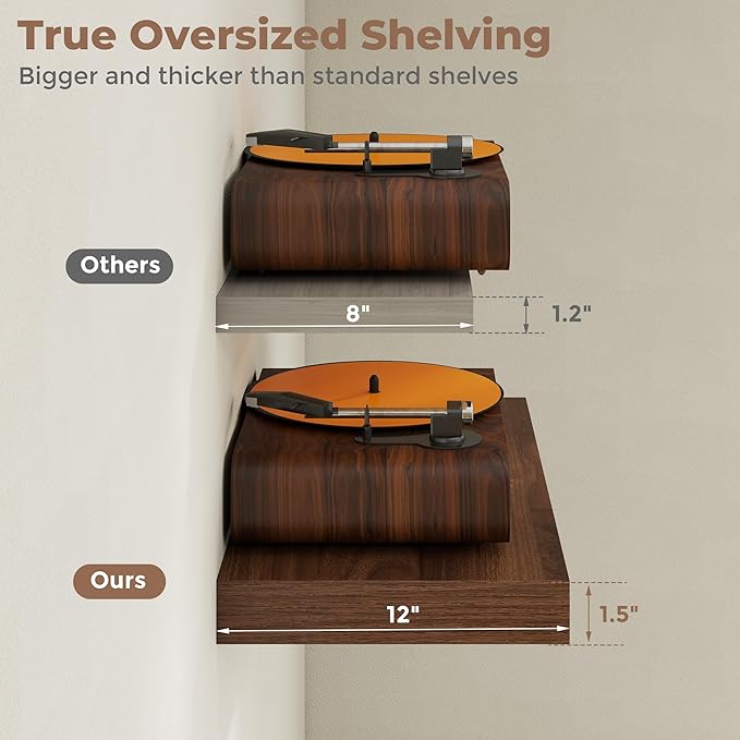 12 inch Deep Floating Shelves for Wall, 55 inch Wide Engineered Wood Wall - Image 5
