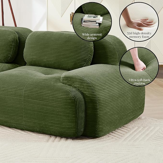 Boneless Sectional Couch, No Assembly Required, 81.8” U Shaped Modular Cloud - Image 7