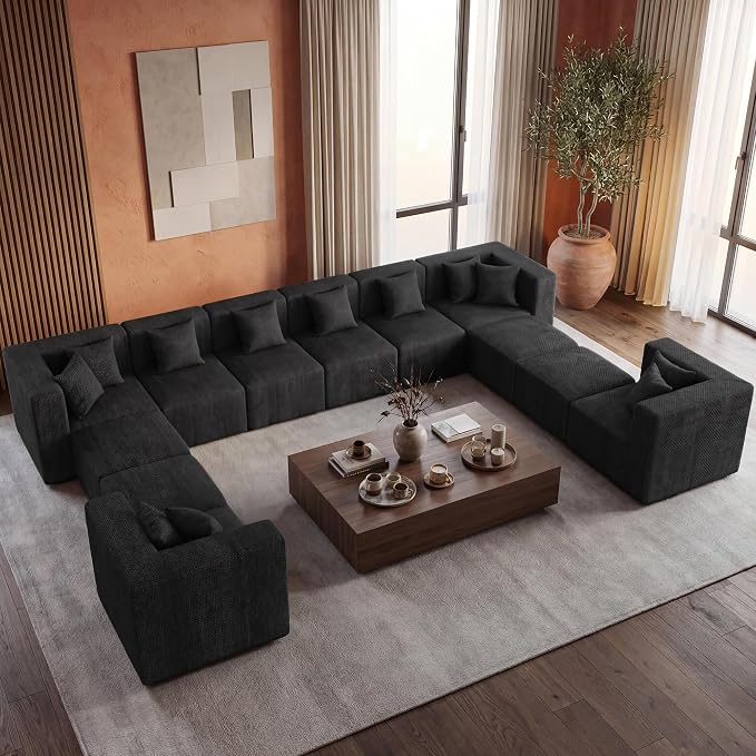 MONVANE Modular Sectional Sofa, Oversized 12 Seat Convertible U Shaped Couch - Image 4