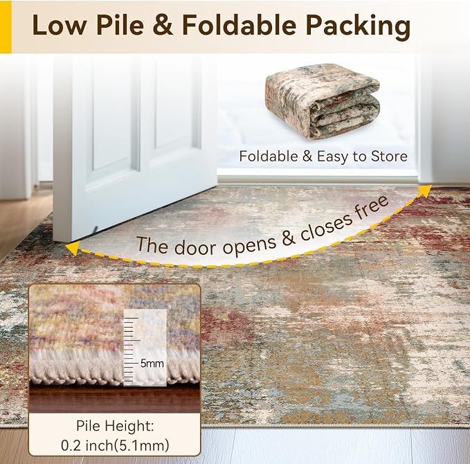 Washable Area Rugs 2x7 Non-Slip Modern Abstract Soft - Image 5