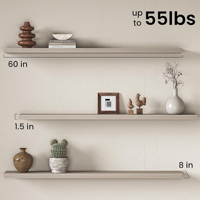Fun Memories 60Inch Long Floating Shelves, 8 Inch Deep Shelves - Image 3