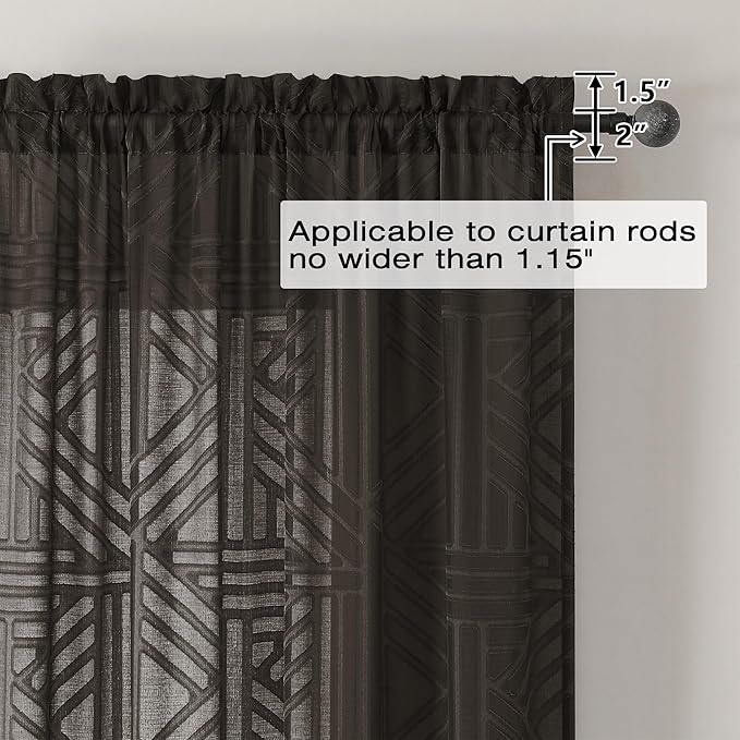 Simplebrand Chocolate Semi Sheer Curtains 63 Inch Length 2 Panels, Light - Image 4