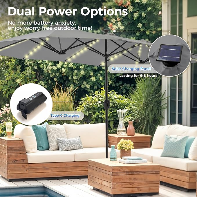 SUPERJARE 13ft Outdoor Patio Umbrella - Image 3