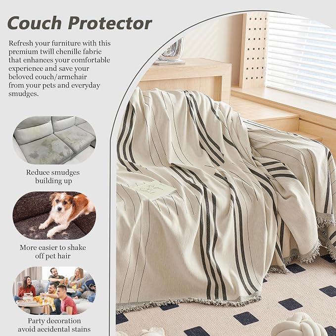 DREAMINGO Couch Cover for Armchair Reversible Chenille Chair Sofa Protector - Image 5
