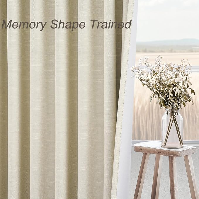 Topfinel Cream Black Out Curtains 96 Inch Long, 100% Blackout Thermal Insulated - Image 4