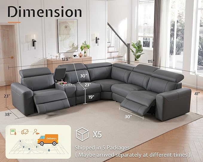 AMERLIFE Power Recliner Sectional Sofa - Image 2