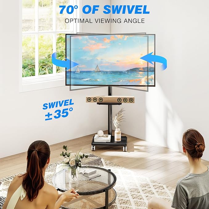 Rfiver Rolling TV Stand with Shelf - Image 4