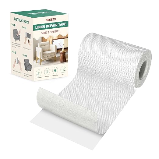 Besezx Linen Fabric Repair Tape, 3x79 Inch Self Adhesive Repair Patches by Besezx