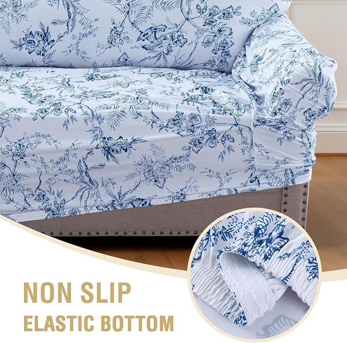 H.VERSAILTEX Floral Pattern Loveseat Cover Printed 2 Cushion Sofa Cover High - Image 7