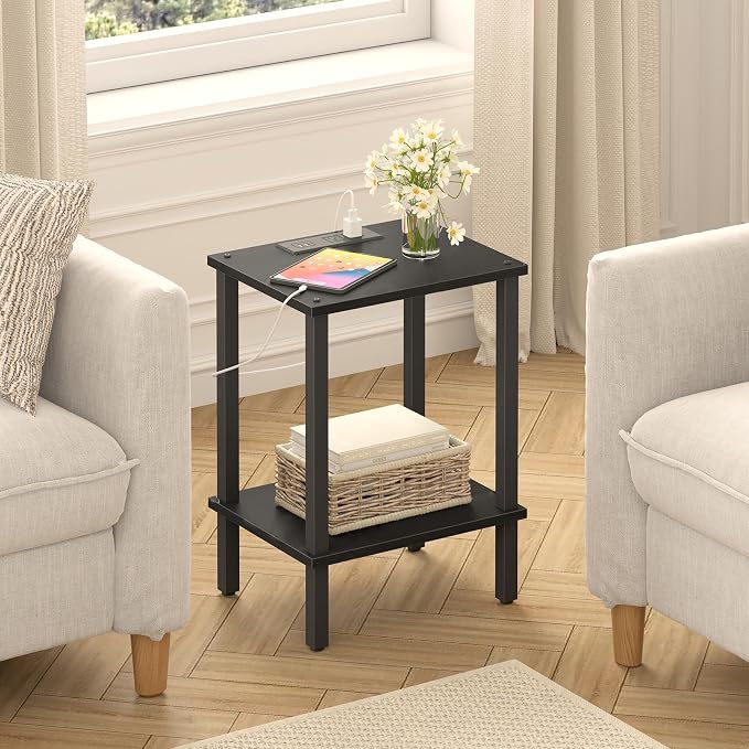 TUTOTAK End Table with Charging Station, Side Table with USB Ports and Outlets - Image 2