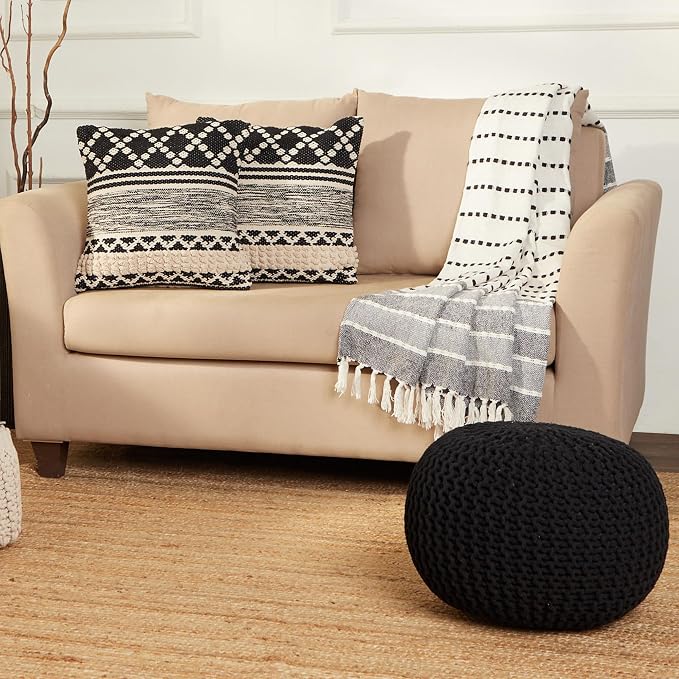 REDEARTH Round Pouf Foot Stool Ottoman - Image 2