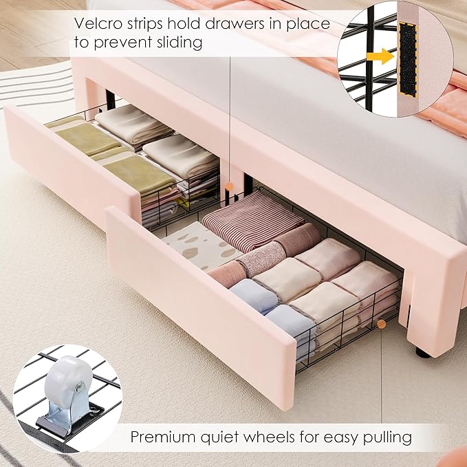 HIFIT Full Size Upholstered Smart LED Bed Frame - Image 7