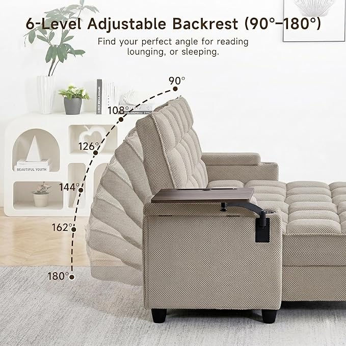 70.9" Chaise Lounge Chair Indoor, Oversized Boucle Upholstered Sofa Bed - Image 7
