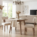 HNY Mid Century Modern Dining Chairs, Linen Fabric Upholstered and Curved by HNY