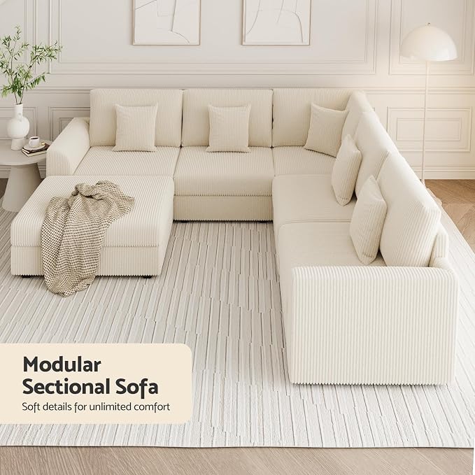 146" Modular Sectional Sofa, Oversized U Shaped, Convertible Sleeper Sofa - Image 6