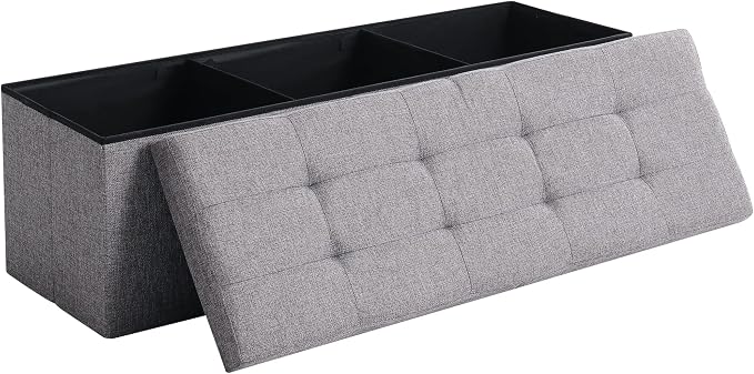 45.3 Inches Foldable Seat Footrest Shoe Bench End of Bed Storage by CUYOCA-MakeYouFeelComfort