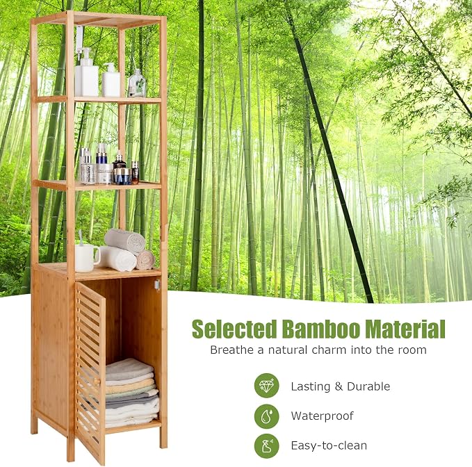 Tangkula Bathroom Cabinet, 65 Inch Tall Slim Bathroom Storage Cabinet - Image 9