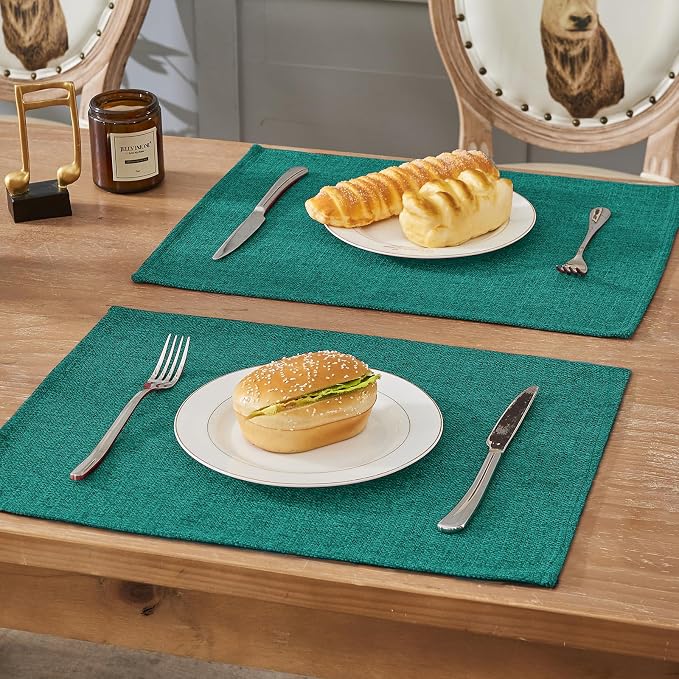 BALCONY & FALCON Placemats Set of 6 Faux Linen Cloth Place Mats Washable - Image 6