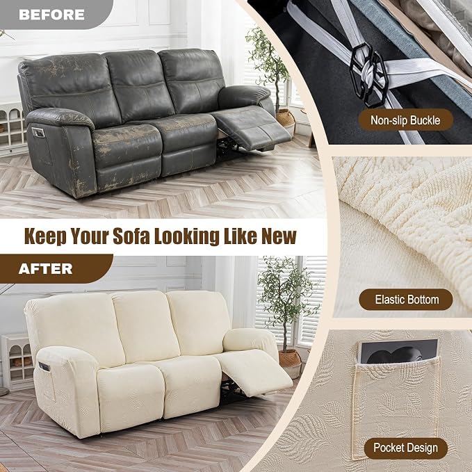 Gennia Recliner Sofa Covers 5 Pieces, Waterproof Sectional Couch Cover Stretch - Image 5