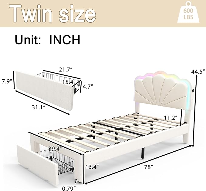 Twin Multifunctional Upholstered Bed，Children’s Bed - Image 2