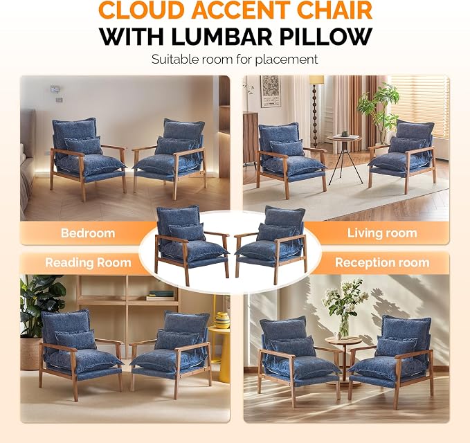 VINGLI Mid-Century Modern Cloud Accent Armchairs set of 2 - Image 8