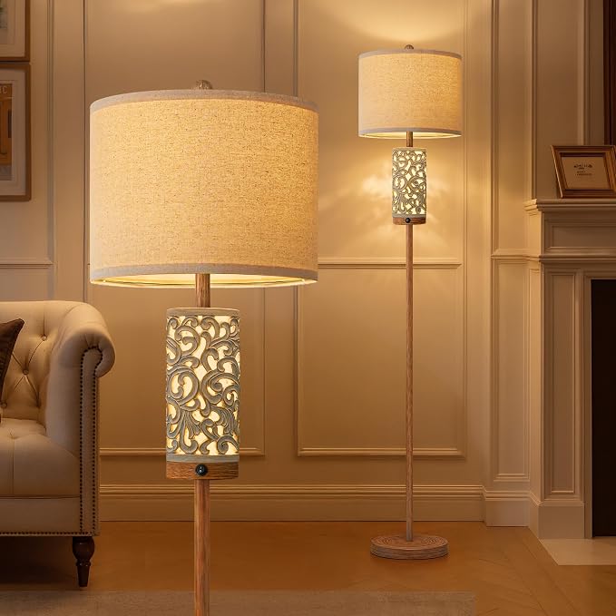 OYEARS 65" Floor Lamp with Night Light, Farmhouse Floor Lampfor Bedroom by OYEARS