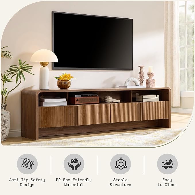 AMERLIFE 70" Fluted Wood TV Stand - Image 7