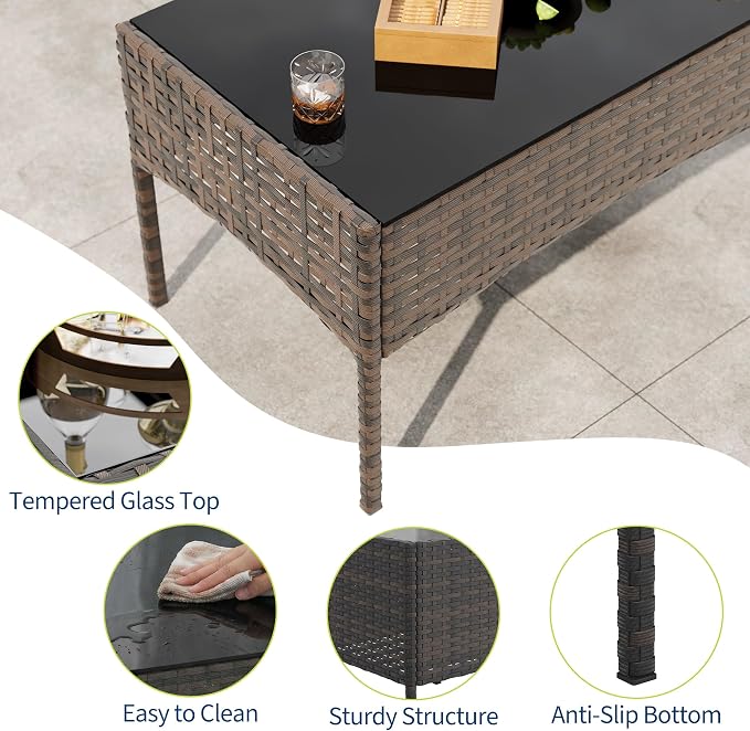 4-Piece Outdoor Furniture Set, PE Rattan Wicker Chairs - Image 6