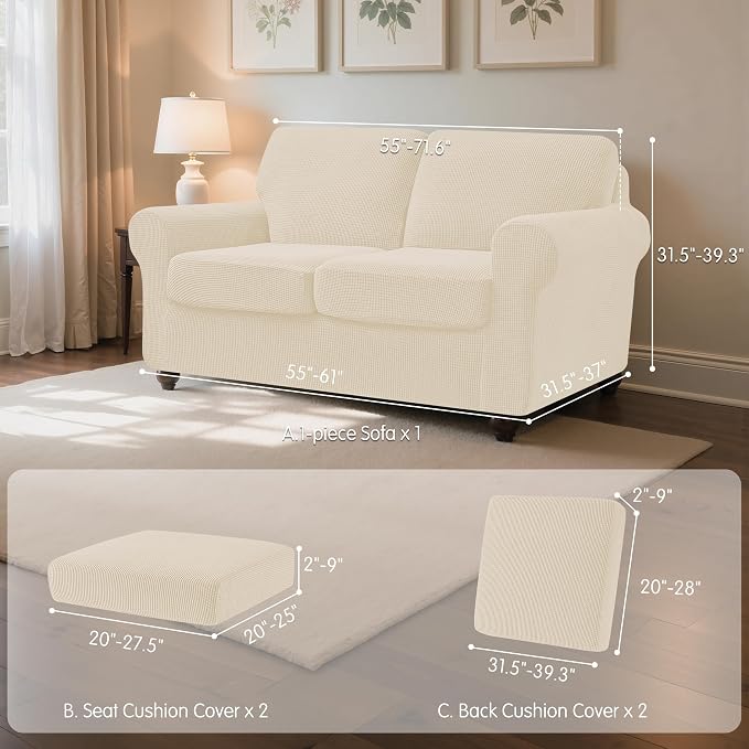 SUBRTEX 5 Pieces Stretch Sofa Slipcover Sets Couch Cover Sets Backrest Cushion - Image 3