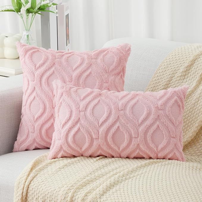 decorUhome Summer Throw Pillow Covers 24x24 Inch Set of 2, Soft Plush Faux Wool - Image 7