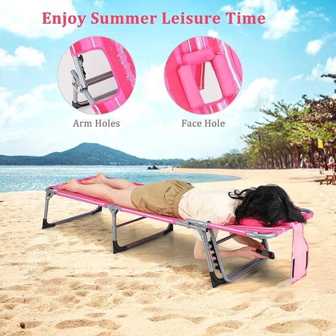 Goplus Tanning Chair, Folding Adjustable Patio Lounge Chair - Image 9