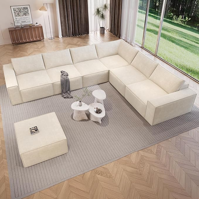 Vesgantti 143.7" Oversized Boneless Couch, Modern 7 Seater Modular Sectional by Vesgantti
