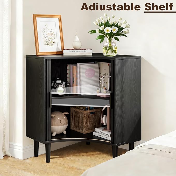 Lxsxlome Fluted Corner Cabinet, Small Corner Floor Cabinet - Image 3