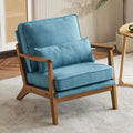 Karl home Accent Chair Wide Armrest Mid-Century Lounge Chair Linen Fabric by Karlhome
