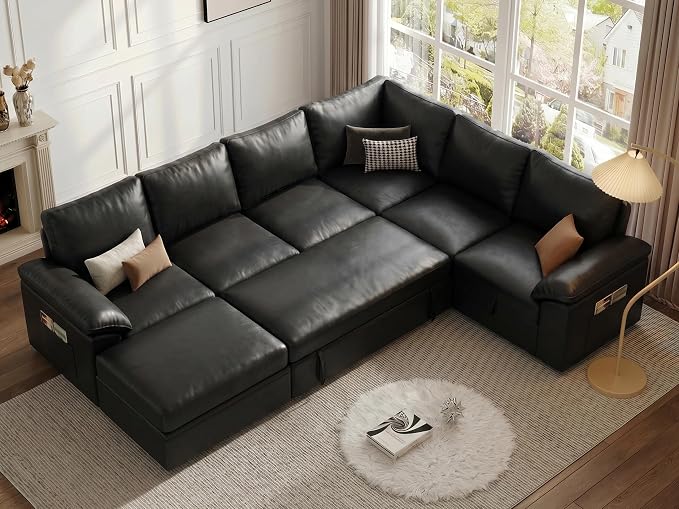 108 Inch Faux Leather Modular Sectional Sofa - Image 9