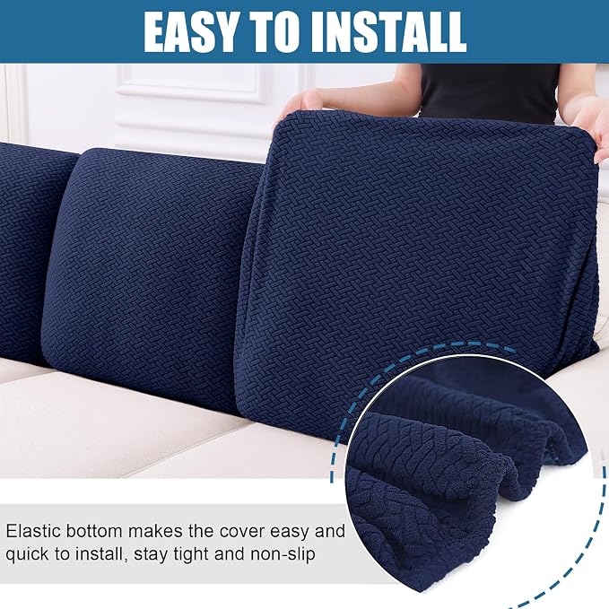 Smiry Waterproof Couch Cushion Covers, Stretch Jacquard Thick Sofa Cushion - Image 4